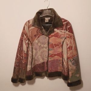 Alberto Makali Large Faux Fur Lined / Faux Suede Leather MULTI Color Coat